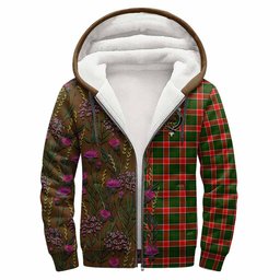 ScotsTee Shop Scottish Pollock Family Crest Tartan Hoodie Scottish Thistle Flower Half Style
