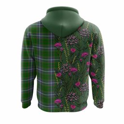 ScotsTee Shop Scottish Pringle Family Crest Tartan Hoodie Scottish Thistle Flower Half Style