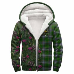 ScotsTee Shop Scottish Pringle Family Crest Tartan Hoodie Scottish Thistle Flower Half Style