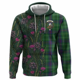 ScotsTee Shop Scottish Duncan Family Crest Tartan Hoodie Scottish Thistle Flower Half Style