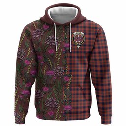 ScotsTee Shop Scottish Ogilvie (Ogilvy) Family Crest Tartan Hoodie Scottish Thistle Flower Half Style