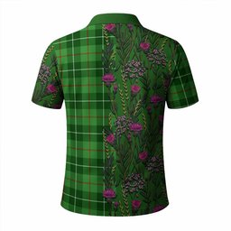 ScotsTee Shop Scottish Clephane (Clephan) Family Crest Tartan Polo Shirt Scottish Thistle Flower Half Style