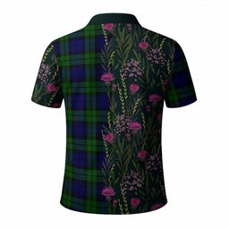 ScotsTee Shop Scottish Bannatyne Family Crest Tartan Polo Shirt Scottish Thistle Flower Half Style