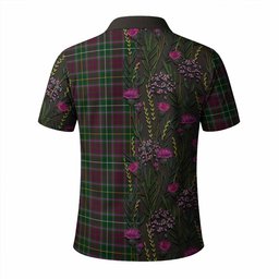 ScotsTee Shop Scottish Crosbie Family Crest Tartan Polo Shirt Scottish Thistle Flower Half Style