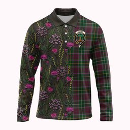 ScotsTee Shop Scottish Crosbie Family Crest Tartan Polo Shirt Scottish Thistle Flower Half Style