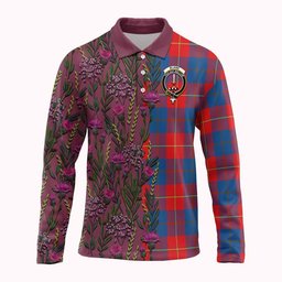 ScotsTee Shop Scottish Blane Family Crest Tartan Polo Shirt Scottish Thistle Flower Half Style