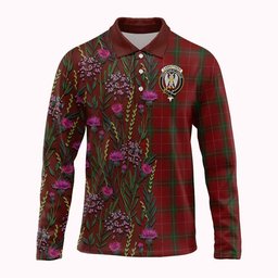 ScotsTee Shop Scottish Carruthers Family Crest Tartan Polo Shirt Scottish Thistle Flower Half Style