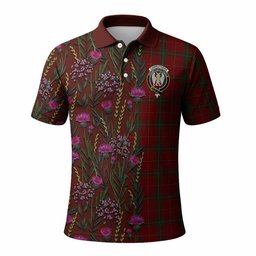 ScotsTee Shop Scottish Carruthers Family Crest Tartan Polo Shirt Scottish Thistle Flower Half Style