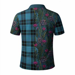 ScotsTee Shop Scottish Clergy Family Crest Tartan Polo Shirt Scottish Thistle Flower Half Style