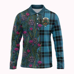 ScotsTee Shop Scottish Clergy Family Crest Tartan Polo Shirt Scottish Thistle Flower Half Style