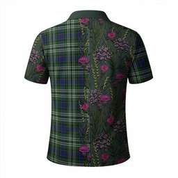 ScotsTee Shop Scottish Blyth Family Crest Tartan Polo Shirt Scottish Thistle Flower Half Style