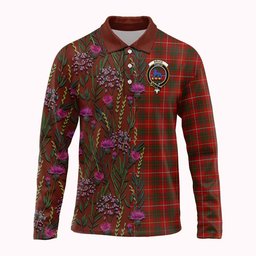 ScotsTee Shop Scottish Bruce Family Crest Tartan Polo Shirt Scottish Thistle Flower Half Style