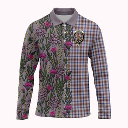 ScotsTee Shop Scottish Boswell Family Crest Tartan Polo Shirt Scottish Thistle Flower Half Style