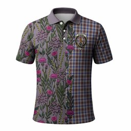 ScotsTee Shop Scottish Boswell Family Crest Tartan Polo Shirt Scottish Thistle Flower Half Style