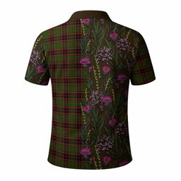 ScotsTee Shop Scottish Buchan Family Crest Tartan Polo Shirt Scottish Thistle Flower Half Style