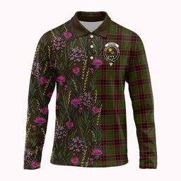ScotsTee Shop Scottish Buchan Family Crest Tartan Polo Shirt Scottish Thistle Flower Half Style