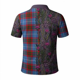 ScotsTee Shop Scottish Congilton Family Crest Tartan Polo Shirt Scottish Thistle Flower Half Style