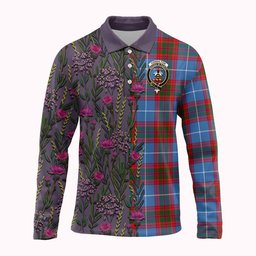 ScotsTee Shop Scottish Congilton Family Crest Tartan Polo Shirt Scottish Thistle Flower Half Style