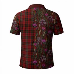 ScotsTee Shop Scottish Brodie Family Crest Tartan Polo Shirt Scottish Thistle Flower Half Style