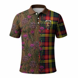 ScotsTee Shop Scottish Dewar Family Crest Tartan Polo Shirt Scottish Thistle Flower Half Style