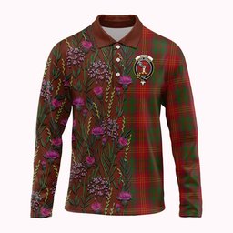 ScotsTee Shop Scottish Burns Family Crest Tartan Polo Shirt Scottish Thistle Flower Half Style