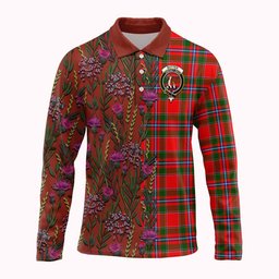 ScotsTee Shop Scottish Butter Family Crest Tartan Polo Shirt Scottish Thistle Flower Half Style
