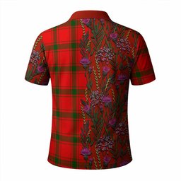 ScotsTee Shop Scottish Darroch Family Crest Tartan Polo Shirt Scottish Thistle Flower Half Style