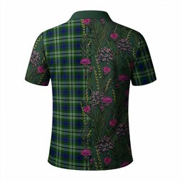 ScotsTee Shop Scottish Blackadder Family Crest Tartan Polo Shirt Scottish Thistle Flower Half Style