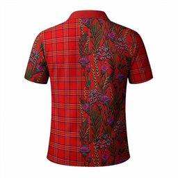 ScotsTee Shop Scottish Burnett Family Crest Tartan Polo Shirt Scottish Thistle Flower Half Style
