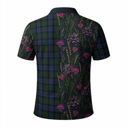 ScotsTee Shop Scottish Baird Family Crest Tartan Polo Shirt Scottish Thistle Flower Half Style