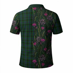ScotsTee Shop Scottish Davidson Family Crest Tartan Polo Shirt Scottish Thistle Flower Half Style