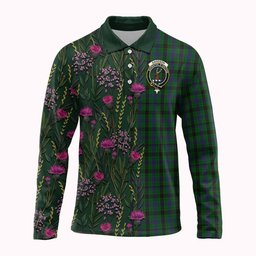 ScotsTee Shop Scottish Davidson Family Crest Tartan Polo Shirt Scottish Thistle Flower Half Style