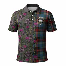 ScotsTee Shop Scottish Beaton Family Crest Tartan Polo Shirt Scottish Thistle Flower Half Style
