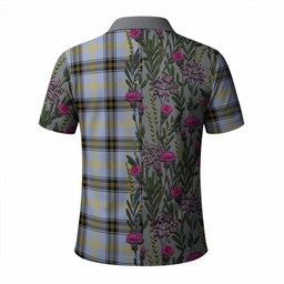 ScotsTee Shop Scottish Bell Family Crest Tartan Polo Shirt Scottish Thistle Flower Half Style