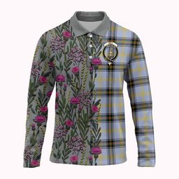 ScotsTee Shop Scottish Bell Family Crest Tartan Polo Shirt Scottish Thistle Flower Half Style