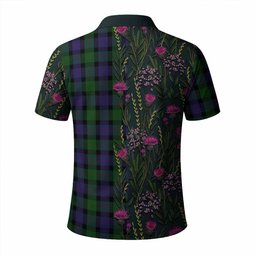 ScotsTee Shop Scottish Blair Family Crest Tartan Polo Shirt Scottish Thistle Flower Half Style