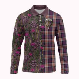 ScotsTee Shop Scottish Carnegie Family Crest Tartan Polo Shirt Scottish Thistle Flower Half Style