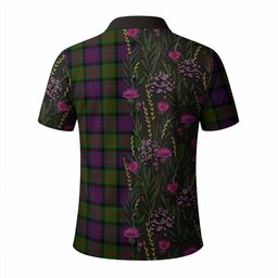 ScotsTee Shop Scottish Coull Family Crest Tartan Polo Shirt Scottish Thistle Flower Half Style