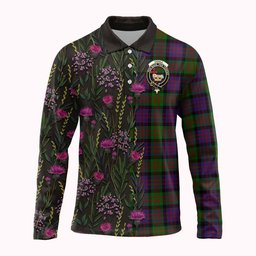 ScotsTee Shop Scottish Coull Family Crest Tartan Polo Shirt Scottish Thistle Flower Half Style