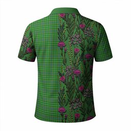 ScotsTee Shop Scottish Currie Family Crest Tartan Polo Shirt Scottish Thistle Flower Half Style