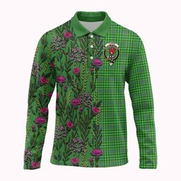 ScotsTee Shop Scottish Currie Family Crest Tartan Polo Shirt Scottish Thistle Flower Half Style