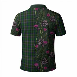 ScotsTee Shop Scottish Cockburn Family Crest Tartan Polo Shirt Scottish Thistle Flower Half Style