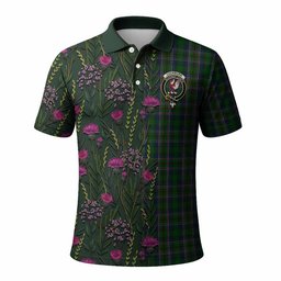 ScotsTee Shop Scottish Cockburn Family Crest Tartan Polo Shirt Scottish Thistle Flower Half Style