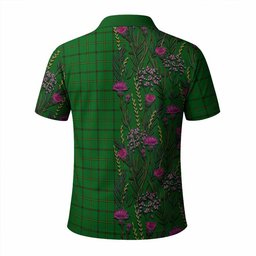 ScotsTee Shop Scottish Don Family Crest Tartan Polo Shirt Scottish Thistle Flower Half Style