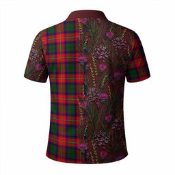 ScotsTee Shop Scottish Belshes (Belsches) Family Crest Tartan Polo Shirt Scottish Thistle Flower Half Style