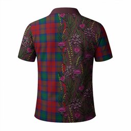 ScotsTee Shop Scottish Auchinleck (Affleck) Family Crest Tartan Polo Shirt Scottish Thistle Flower Half Style
