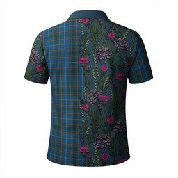 ScotsTee Shop Scottish Bain Family Crest Tartan Polo Shirt Scottish Thistle Flower Half Style
