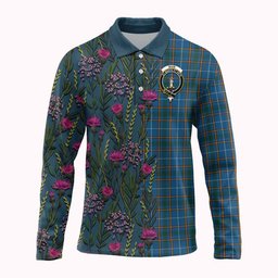 ScotsTee Shop Scottish Bain Family Crest Tartan Polo Shirt Scottish Thistle Flower Half Style