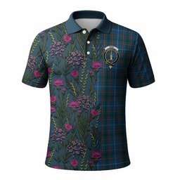 ScotsTee Shop Scottish Bain Family Crest Tartan Polo Shirt Scottish Thistle Flower Half Style