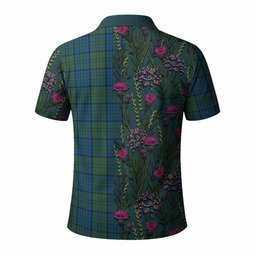 ScotsTee Shop Scottish Lockhart Family Crest Tartan Polo Shirt Scottish Thistle Flower Half Style